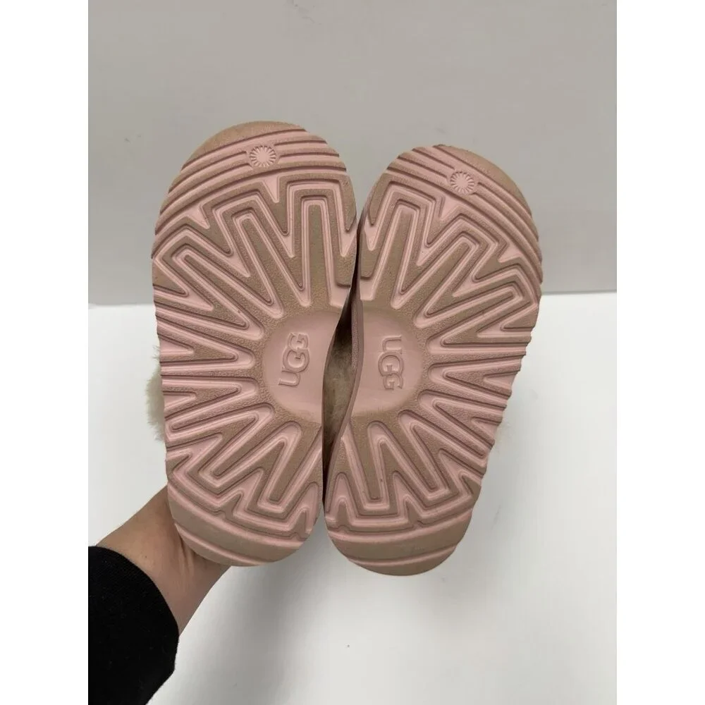 UGG Metallic Glitter Genuine Shearling Slipper Kids Girls Rose Gold Sz 12